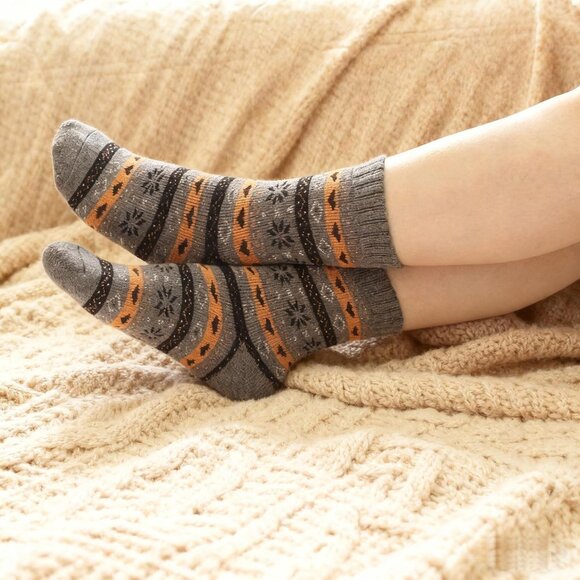 Wool Socks for Women, Cozy Thermal Fall Winter Hiking Alpaca Warm Think Knit Com - Picture 6 of 7